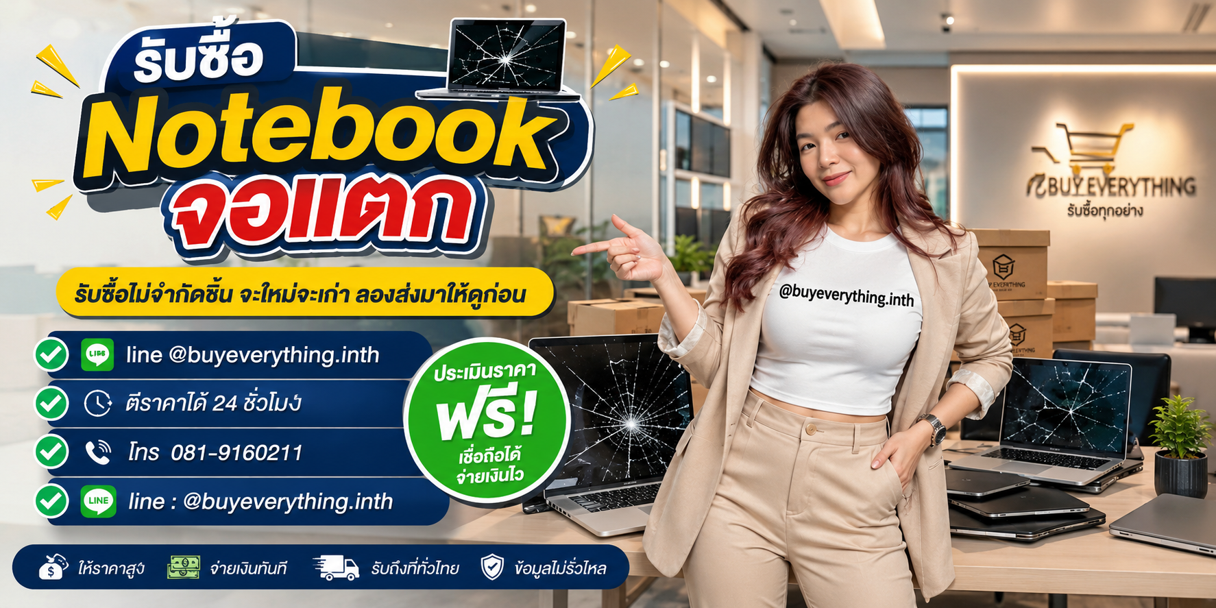 รับซื้อ Notebook จอแตกโดย buyeverything.in.th